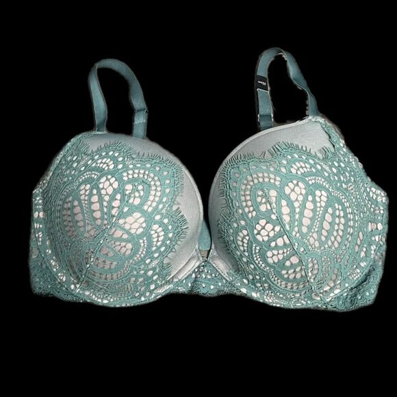 Victoria’s Secret Dream Angels Push Up Padded Lace Bra Olive Green 32D - Picture 3 of 4